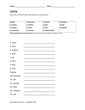 worksheet in french French worksheet